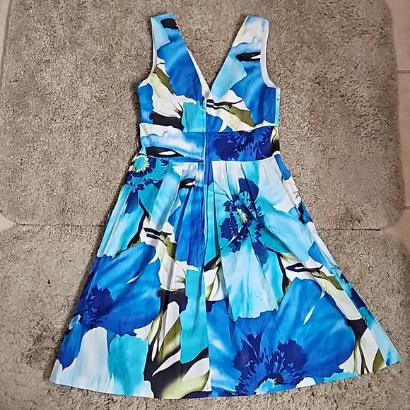 COREY P. Floral V Neck Sleeveless A-line Dress Size 4 - Picture 9 of 11